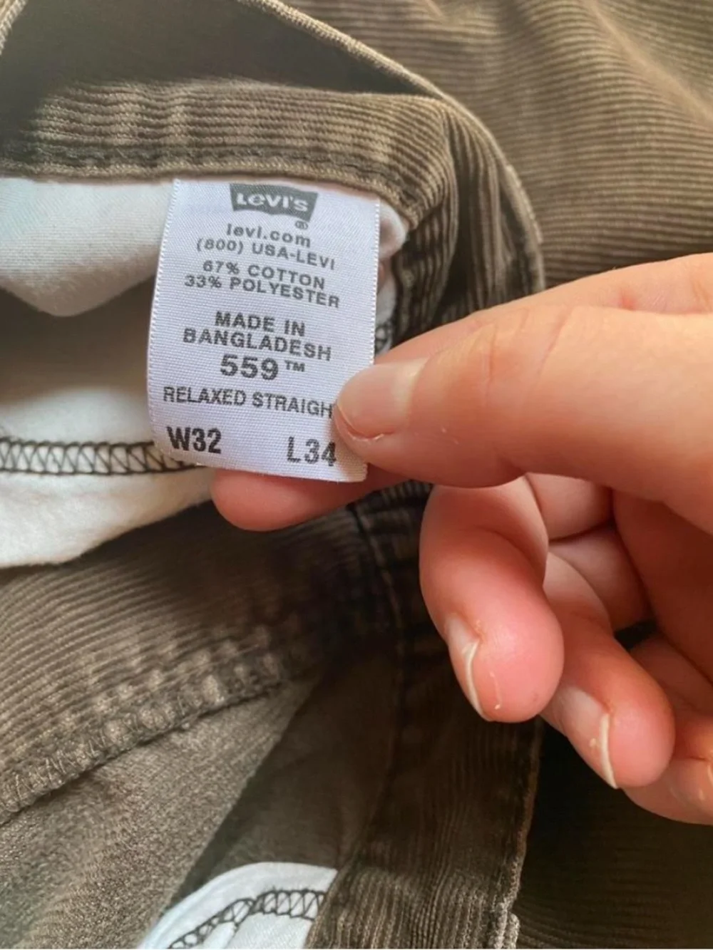 Levi’s 559 Corduroy Pants 32/34 Brown Y2K